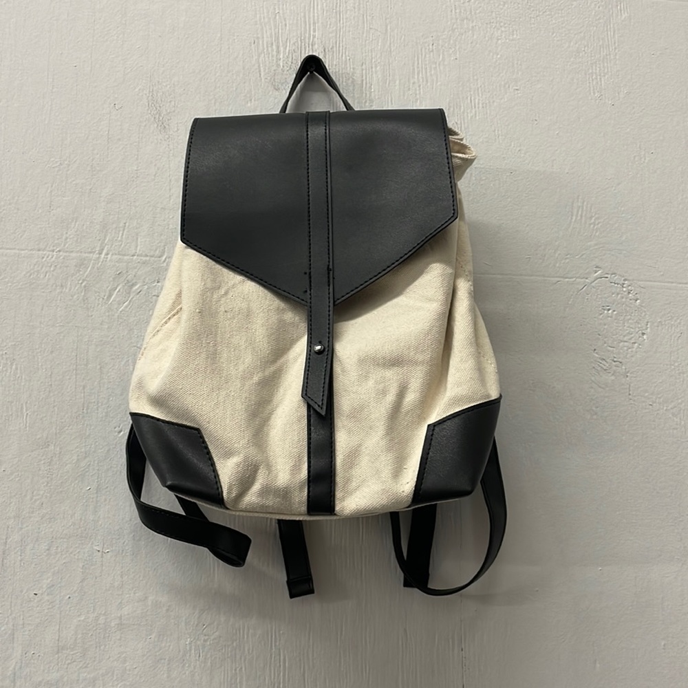 Canvas And Vegan Leather Mini Backpack